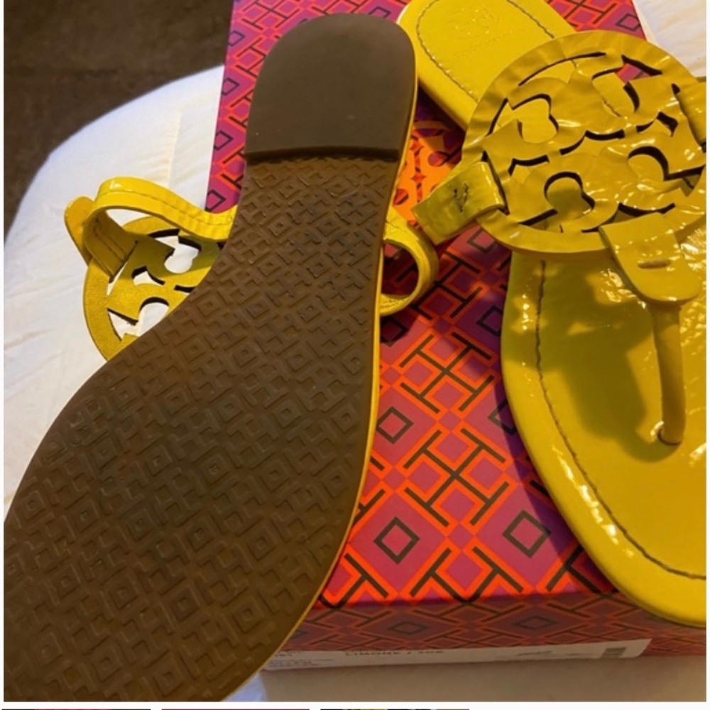 Limone 🍋Tory Burch Miller sandals size 9 includes box and bust bag.